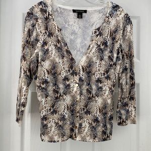 White House Black Market Snake Print Button-Front Sweater – M - FREE SHIPPING!